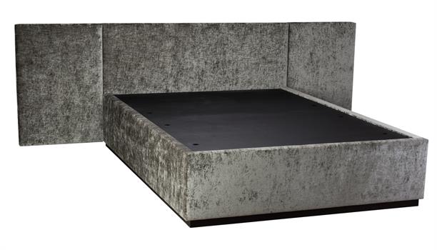 Pathe Bed & 3-Panel Headboard with Black Mattress Platform - (For 135cm x 190cm Mattress)